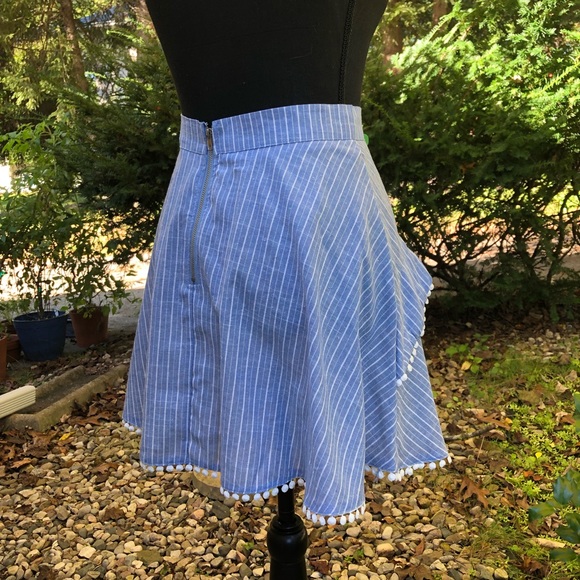 Striped Baby Blue L’Atiste Fringe Skirt - Picture 9 of 14